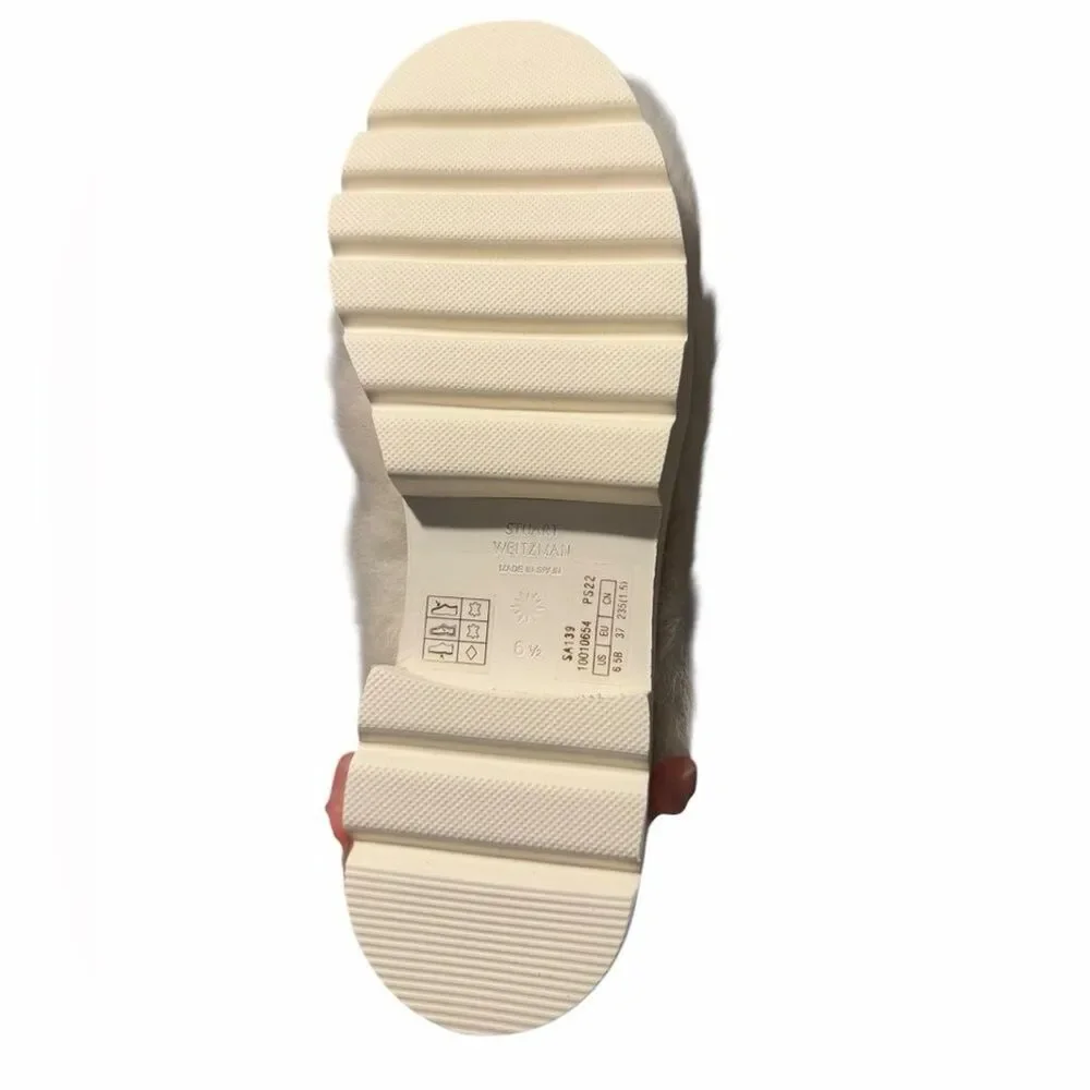 NEW STUART WEITZMAN White Lamb Shearling Mid Boots New Box Dust Bag US 6.5 37